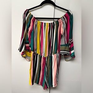 Express Outlet Romper in Multi Color Stripes